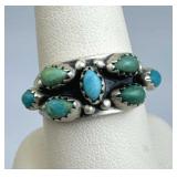 925 Silver "Snake Eye" Green & Blue Turquoise Ri