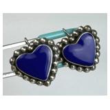 925 Silver Mexico Lapis Lazuli Heart Earrings