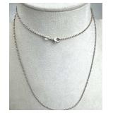 925 Silver Long Bead Ball Chain Necklace