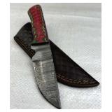 Damascus Steel Fixed Blade Knife w/ Sheath