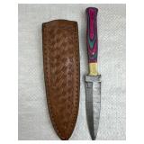 Damascus Steel Fixed Blade Knife w/ Sheath