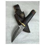 Damascus Steel Fixed Blade Knife w/ Sheath
