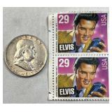 1949 Franklin Silver Half Dollar +(2) Elvis Stamps