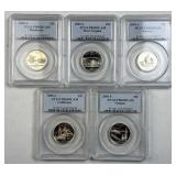 (5) 2005-S State Quarters, PCGS Graded PR69 DCAM