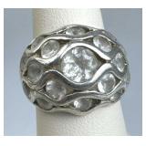925 Silver White Topaz Dome Band Ring