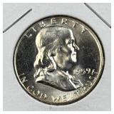 1959 Franklin Silver Half Dollar, Gem BU, 90%