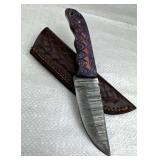 Damascus Steel Fixed Blade Knife w/ Sheath