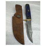 Damascus Steel Fixed Blade Knife w/ Sheath