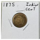 1875 Indian Cent, 1c Coin
