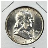 1956 Franklin Silver Half Dollar, Gem BU, 90%