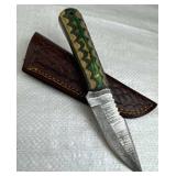 Damascus Steel Fixed Blade Knife w/ Sheath