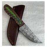 Damascus Steel Fixed Blade Knife w/ Sheath