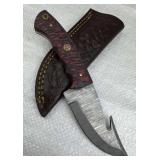 Damascus Steel Fixed Blade Knife w/ Sheath
