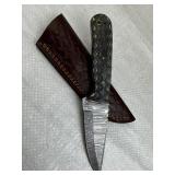 Damascus Steel Fixed Blade Knife w/ Sheath