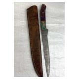 Damascus Steel Fixed Blade Knife w/ Sheath