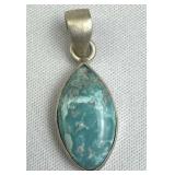 925 Silver Petite Marquise Turquoise Pendant