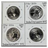 (4) 1776-2026-D Enduring Liberty Half Dollar, BU