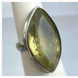 925 Silver Marquise-Shape Large Citrine Ring