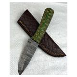 Damascus Steel Fixed Blade Knife w/ Sheath