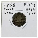 1858 US Flying Eagle Cent, 1c Coin