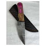 Damascus Steel Fixed Blade Knife w/ Sheath