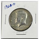1968-D JFK 40% Silver Half Dollar, US 50c Coin