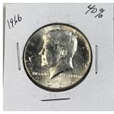 1966 JFK 40% Silver Half Dollar, US 50c Coin
