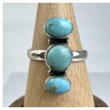 925 Silver 3 Turquoise Cabochon Ring
