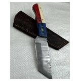 Damascus Steel Fixed Blade Knife w/ Sheath