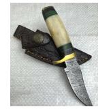Damascus Steel Fixed Blade Knife w/ Sheath