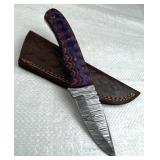 Damascus Steel Fixed Blade Knife w/ Sheath