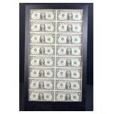 1981 Uncut Sheet of $1 Federal Reserve Notes