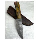 Damascus Steel Fixed Blade Knife w/ Sheath