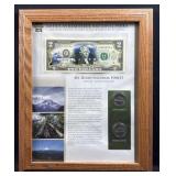 Mt. Hood National Forest Framed $2 Bill + Quarter