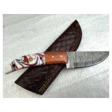 Damascus Steel Fixed Blade Knife w/ Sheath