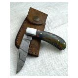 Damascus Steel Fixed Blade Knife w/ Sheath