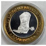 3/5th Oz Silver Strike Casino Token, Cowboy Boot