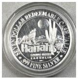 20g+ Silver Harrah's $7 Casino Token .999