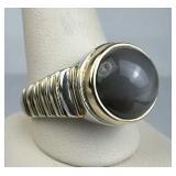 14K Gold & Sterling Silver Star Sapphire Men's Rin