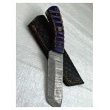 Damascus Steel Fixed Blade Knife w/ Sheath