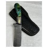 Damascus Steel Fixed Blade Knife w/ Sheath