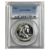 1962 PCGS PR65 Franklin Half Dollar, 50c Coin,