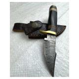 Damascus Steel Fixed Blade Knife w/ Sheath