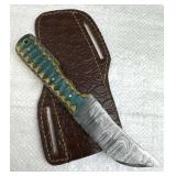 Damascus Steel Fixed Blade Knife w/ Sheath