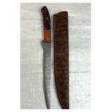 Damascus Steel Fixed Blade Knife w/ Sheath