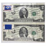 (2) 1776-1976 $2 Bills, Postmarked 1st Day