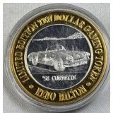 3/5th Oz Silver Strike Casino Token, '58 Corvette
