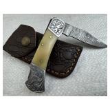 Damascus Steel Fixed Blade Knife w/ Sheath