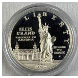 1986 Silver Proof Dollar, Ellis Island Comm. 90%