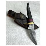 Damascus Steel Fixed Blade Knife w/ Sheath